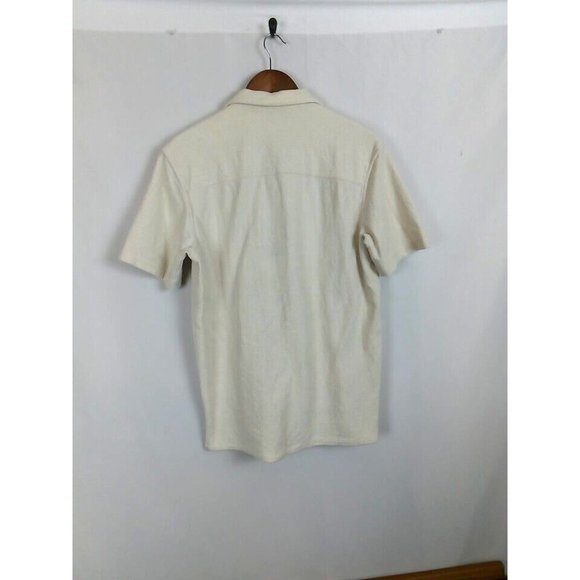 Zara Shirt Men's Size M Beige Cream Textured Woven Knit Thick Button Up - Picture 2 of 10